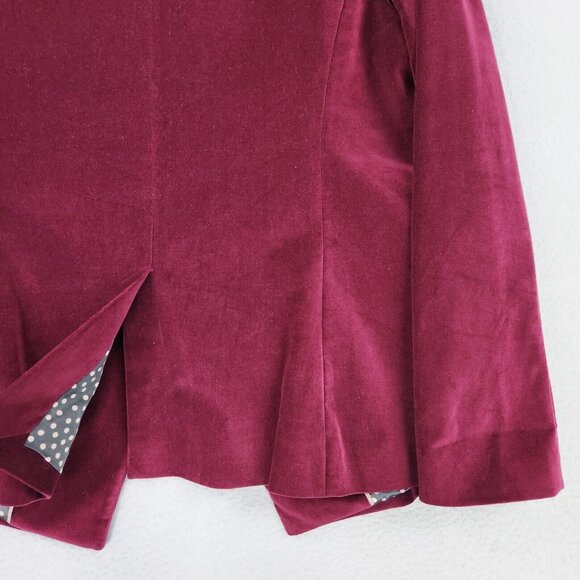 Boden Jacket Womens 14 Red Stretch Velvet Blazer Single Button Classic Career - Picture 14 of 14